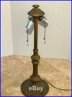 Antique Slag Glass Double Socket Table Lamp