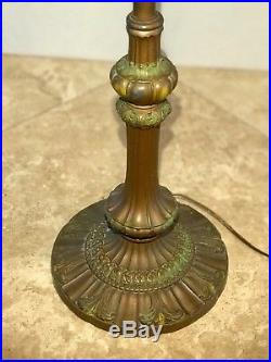 Antique Slag Glass Double Socket Table Lamp
