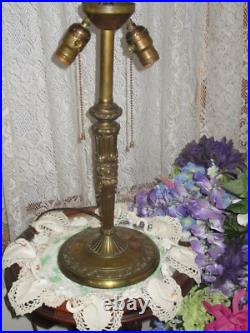 Antique Slag Glass Electric Panel Lamp 8 Panels Smooth Amber Glass