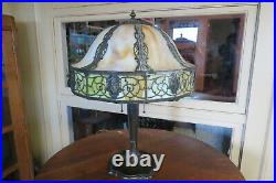 Antique Slag Glass Lamp 16 Panel Arts & Crafts Bradley & Hubbard Handel Era NICE