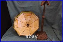 Antique Slag Glass Lamp Beige and Green