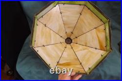 Antique Slag Glass Lamp Beige and Green