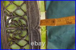 Antique Slag Glass Lamp Beige and Green
