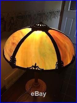 Antique Slag Glass Lamp Circa 1920's in very good condition and works check pics