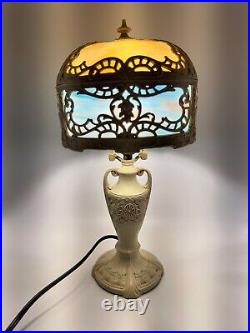 Antique Slag Glass Lamp Early 20th Century Very Rare & Unique