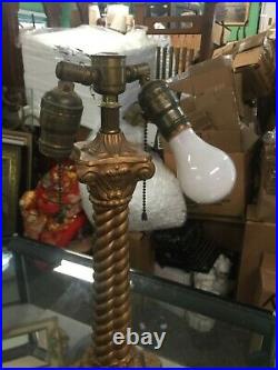 Antique Slag Glass Lamp Egyptian Theme Circa 1920