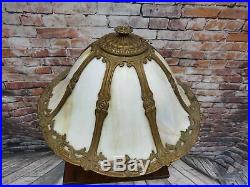 Antique Slag Glass Lamp Lighted Base Handel Miller B&H Era Excellent Condition