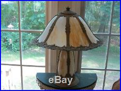 Antique Slag Glass Lamp Lighted Base Handel Miller B&H Era Excellent Condition