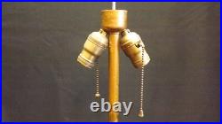 Antique Slag Glass Lamp Reverse Painted Landscape Scene Base Only