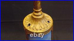 Antique Slag Glass Lamp Reverse Painted Landscape Scene Base Only