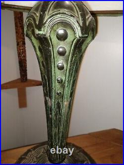 Antique Slag Glass Lamp Roses 23 Vintage Lead Working BRANDED Sailboat Logo