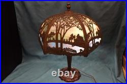 Antique Slag Glass Lamp Scenic Landscape Miller Antique Slag Glass Lamp Scenic Landscape Miller