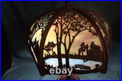Antique Slag Glass Lamp Scenic Landscape Miller Antique Slag Glass Lamp Scenic Landscape Miller