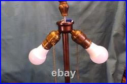 Antique Slag Glass Lamp Scenic Landscape Miller