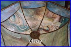 Antique Slag Glass Lamp Scenic Landscape Miller