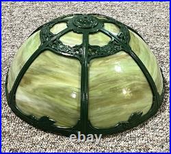 Antique Slag Glass Lamp Shade 6 Panel Vintage #S4