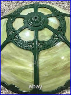 Antique Slag Glass Lamp Shade 6 Panel Vintage #S4