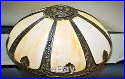 Antique Slag Glass Lamp Shade 8 Panel Large Victorian, Arts & Crafts Nouveau