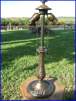 Antique Slag Glass Lamp Signed