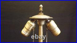 Antique Slag Glass Lamp Silver Plate Reverse Painted Lamp Base Pairpoint Era