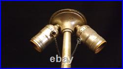 Antique Slag Glass Lamp Silver Plate Reverse Painted Lamp Base Pairpoint Era