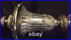 Antique Slag Glass Lamp Silver Plate Reverse Painted Lamp Base Pairpoint Era Antique Slag Glass Lamp Silver Plate Reverse Painted Lamp Base Pairpoint Era