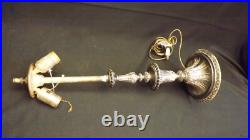 Antique Slag Glass Lamp Silver Plate Reverse Painted Lamp Base Pairpoint Era Antique Slag Glass Lamp Silver Plate Reverse Painted Lamp Base Pairpoint Era