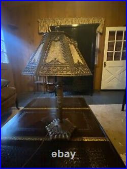 Antique Slag Glass Lamp, Victorian Era