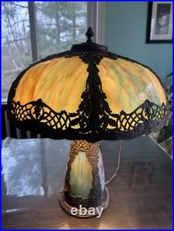Antique Slag Glass Lamp With Base That Lights Up