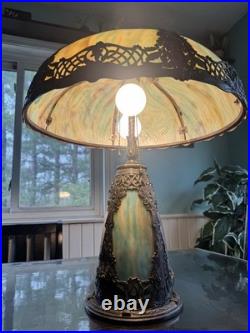 Antique Slag Glass Lamp With Base That Lights Up
