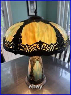 Antique Slag Glass Lamp With Base That Lights Up Antique Slag Glass Lamp With Base That Lights Up