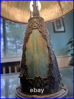 Antique Slag Glass Lamp With Base That Lights Up