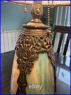 Antique Slag Glass Lamp With Base That Lights Up