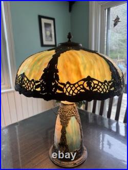 Antique Slag Glass Lamp With Base That Lights Up Antique Slag Glass Lamp With Base That Lights Up