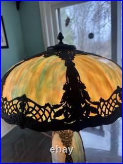 Antique Slag Glass Lamp With Base That Lights Up Antique Slag Glass Lamp With Base That Lights Up