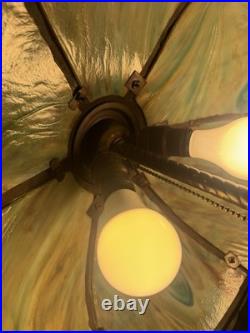 Antique Slag Glass Lamp With Base That Lights Up