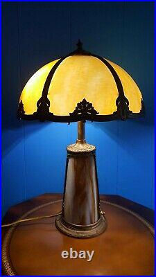 Antique Slag Glass Lamp with Lighted Base