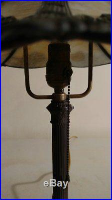 Antique Slag Glass Lamp with Unusual Flared Shape Design Nouveau/Handel Era