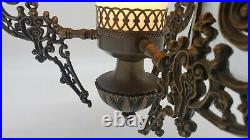 Antique Slag Glass Library Lamp With Original Hardware Sc21