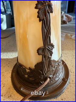 Antique Slag Glass Lighted Base Lamp