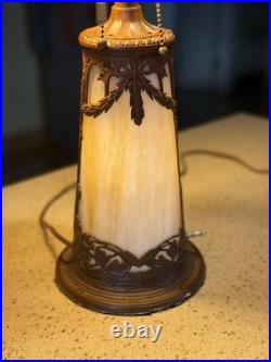 Antique Slag Glass Lighted Base Lamp Antique Slag Glass Lighted Base Lamp