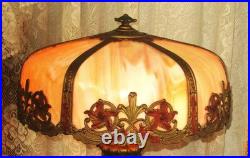 Antique Slag Glass Lighted Base Panel Lamp