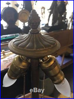 Antique Slag Glass Lighted Base Table Lamp