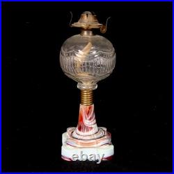 Antique Slag Glass Oil Lamp ANTIQUE LATE VICTORIAN 1890s Red Globe ATTERBURY