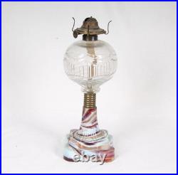 Antique Slag Glass Oil Lamp ANTIQUE LATE VICTORIAN 1890s Red Globe ATTERBURY