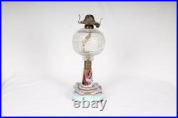 Antique Slag Glass Oil Lamp ANTIQUE LATE VICTORIAN 1890s Red Globe ATTERBURY