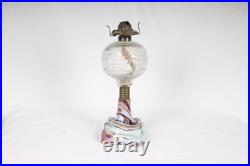 Antique Slag Glass Oil Lamp ANTIQUE LATE VICTORIAN 1890s Red Globe ATTERBURY