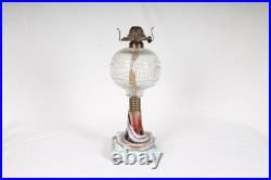 Antique Slag Glass Oil Lamp ANTIQUE LATE VICTORIAN 1890s Red Globe ATTERBURY
