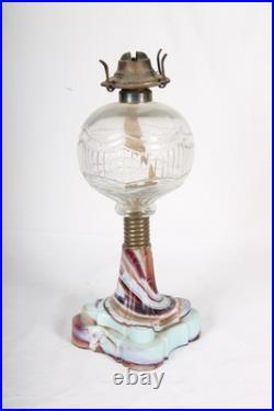 Antique Slag Glass Oil Lamp ANTIQUE LATE VICTORIAN 1890s Red Globe ATTERBURY