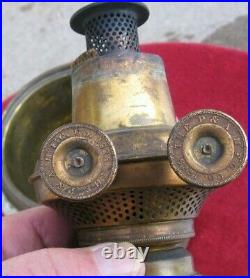 Antique Slag Glass Oil Lamp Font Holder & Shade P&A Burner Argand Spreaderkks